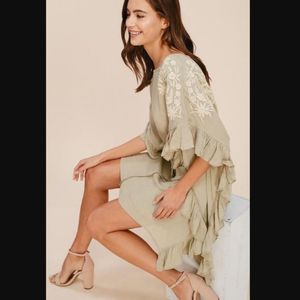 EMBROIDERED RUFFLE TUNIC DRESS - Picture 4 of 4